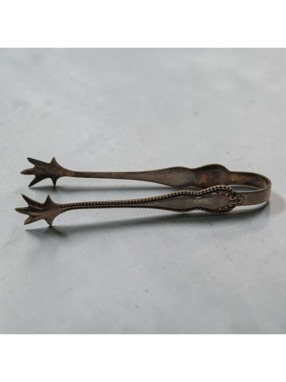 Antique Wm Rogers & Son AA Silver-Plated Ice Tongs Claw Design Vintage Kitchen